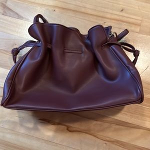 NWT Badgley Mischka wine-colored cinched vegan leather handbag purse